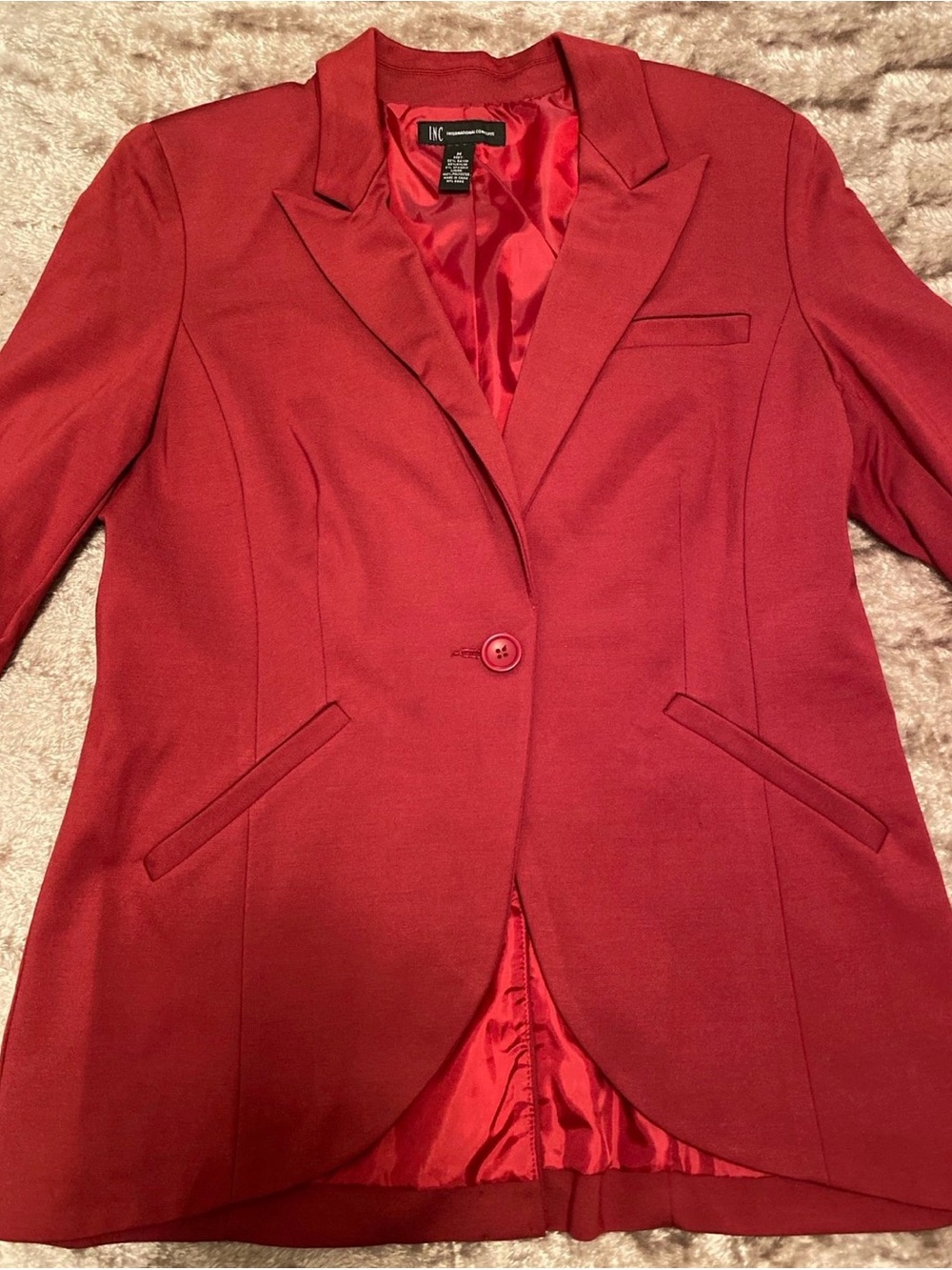 INC International Concepts Deep Red Women's Single-Button Blazer